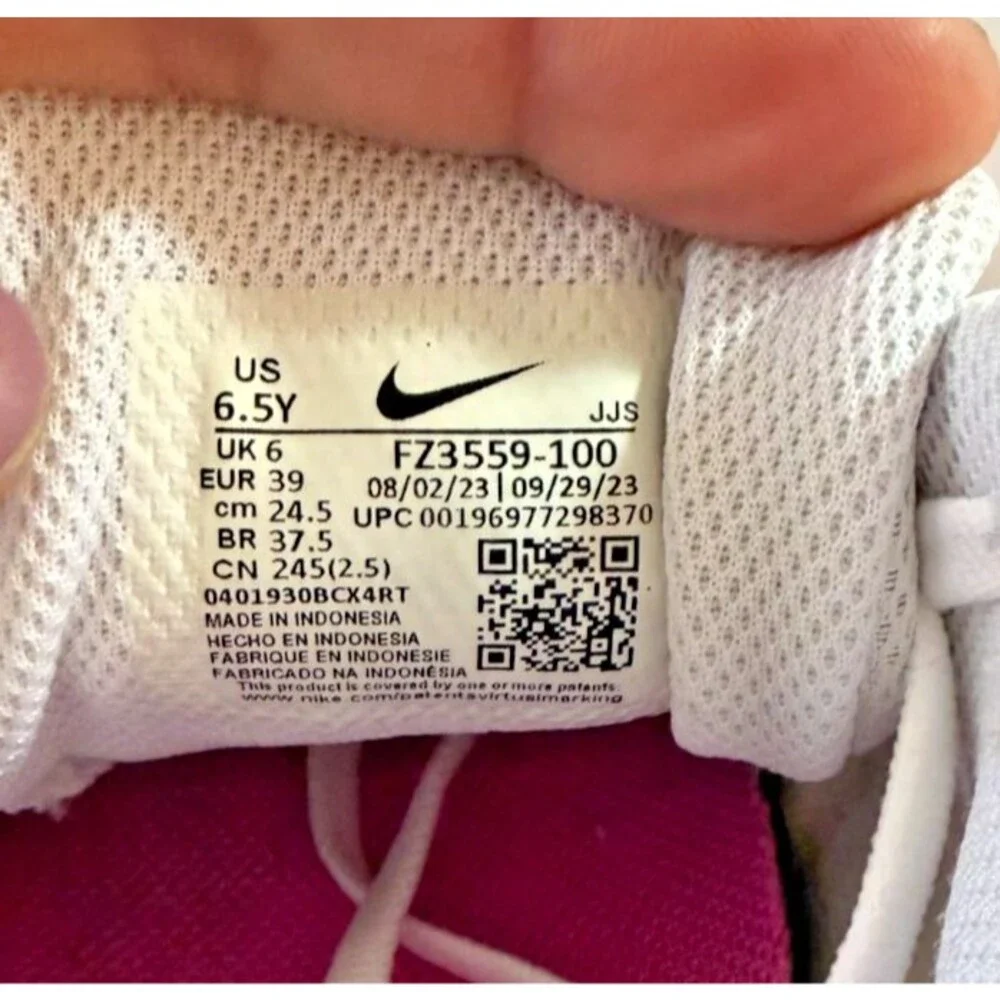 NIKE Kids Air Max 1 Sneaker Shoes White Pink FZ3559-100 Size 6.5Y / Big Kids